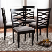 Baxton Studio RH318C-Grey/Dark Brown-DC Lanier Modern and Contemporary Gray Fabric Upholstered Espresso Brown Finished Wood Dining Chair Set of 4